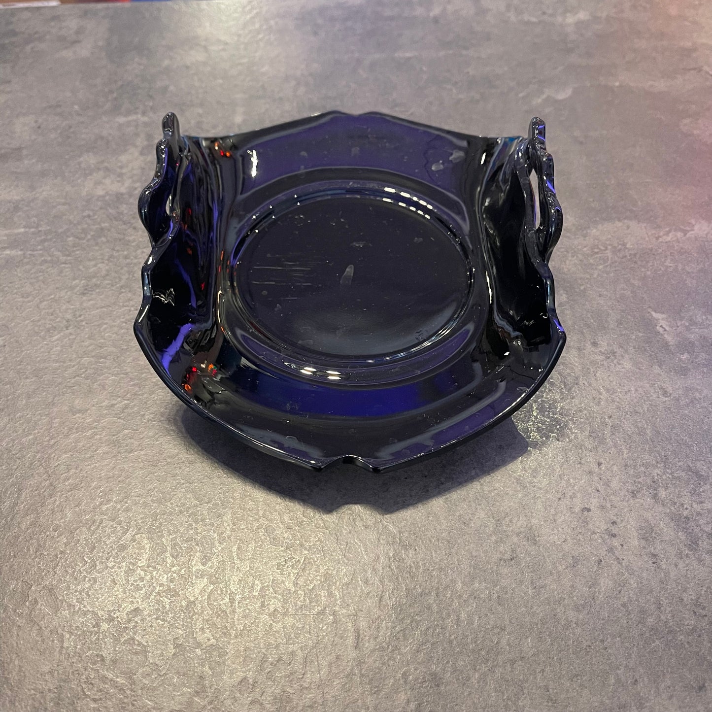 L.E. Smith Black Amethyst Rolled Edge Dish