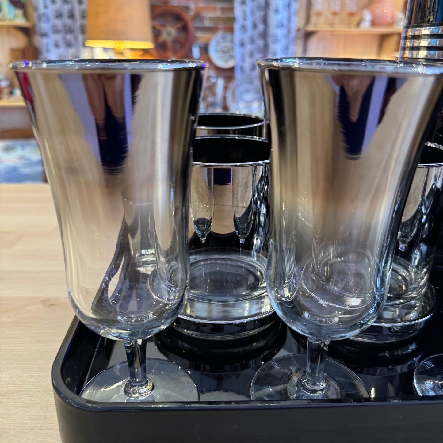 Set of 17 Black and Silver MCM Bar Set