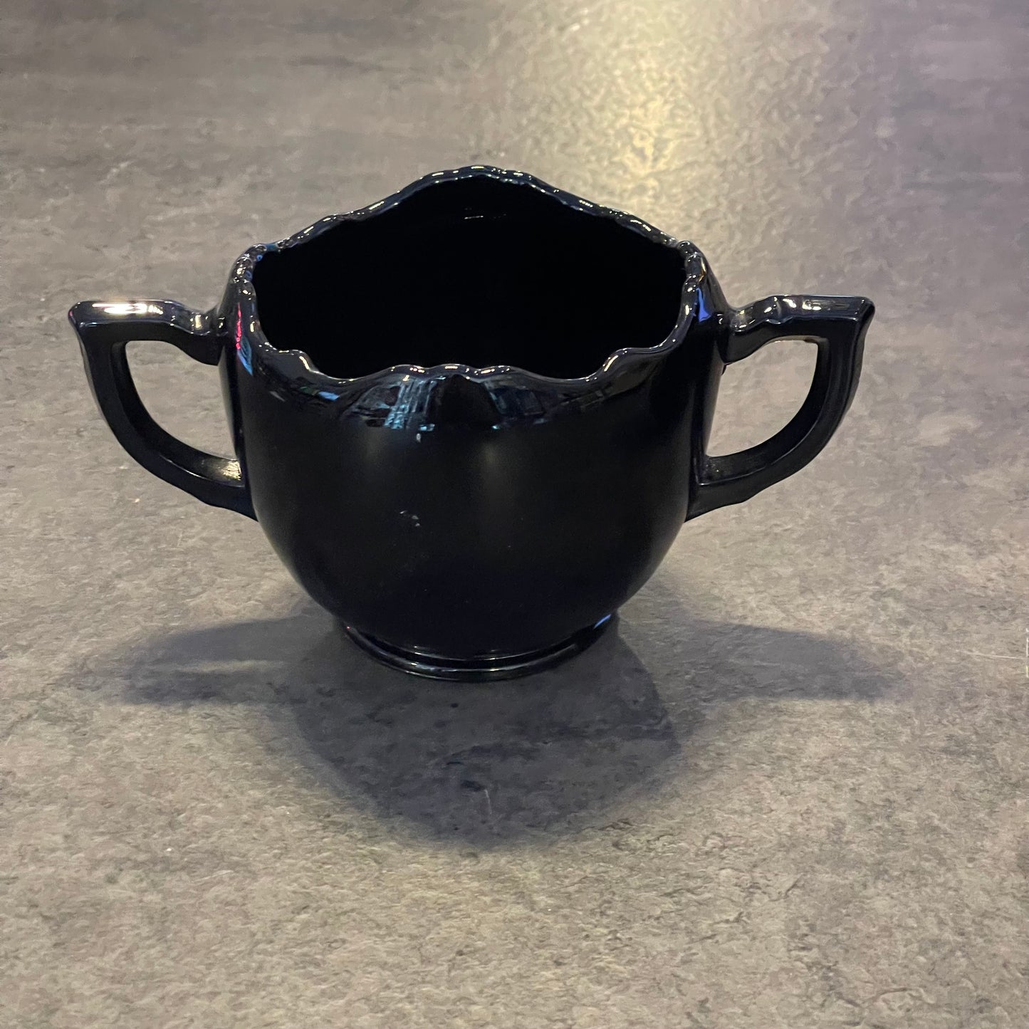 L.E. Smith Black Amethyst Creamer and Open Sugar Bowl Set