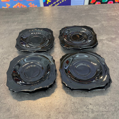 Set if 8 LE Smith Black Glass Saucers