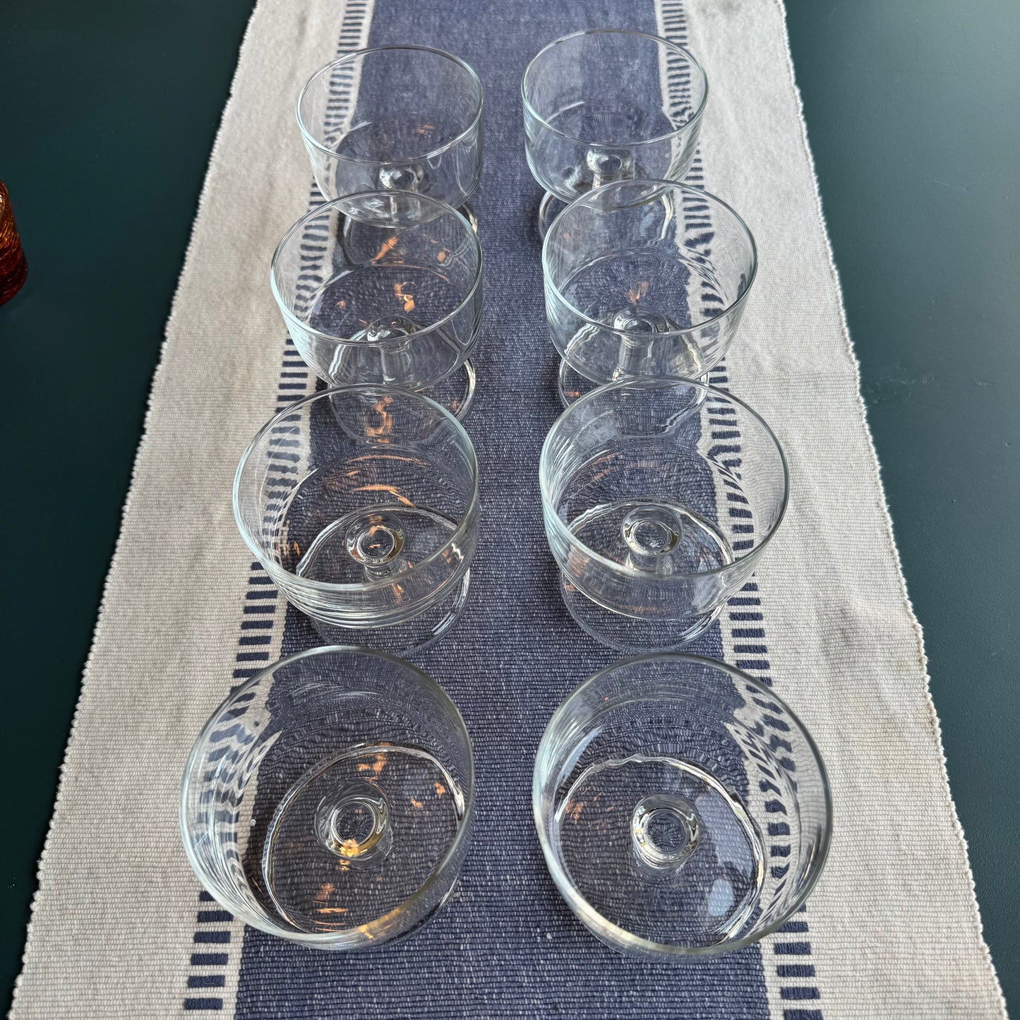 Vintage 1970s Luminarc Cavalier Clear Glass Coupes Set of 8 (Stamped France)