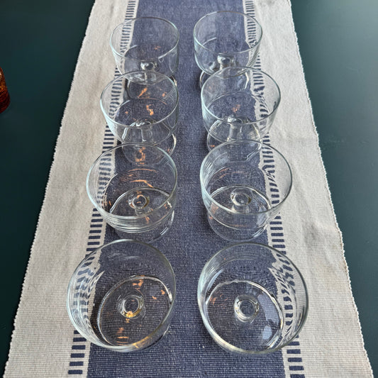 Vintage 1970s Luminarc Cavalier Clear Glass Coupes Set of 8 (Stamped France)