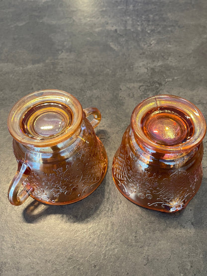 Marigold Carnival Glass Sugar and Creamer