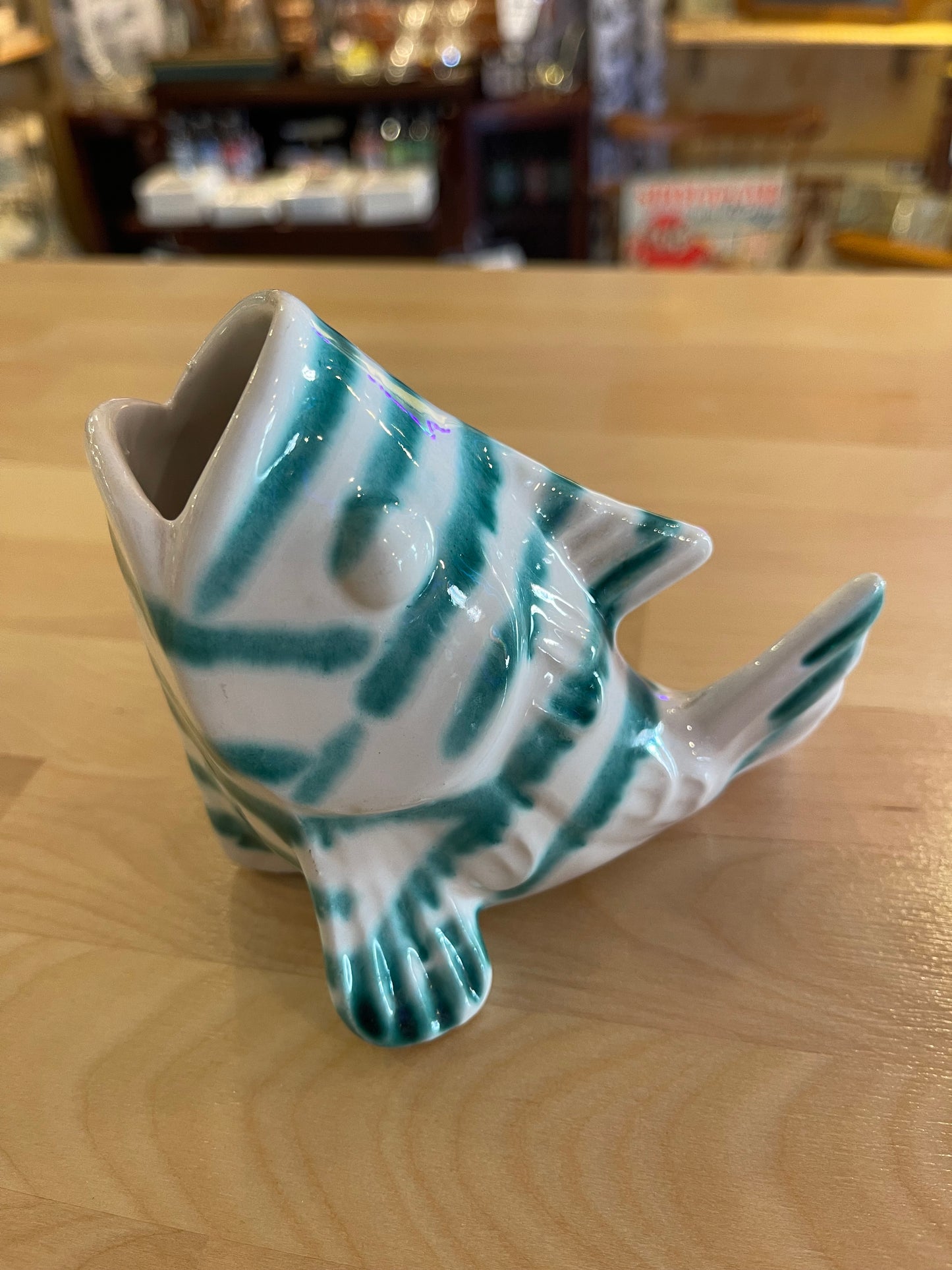 Gmundner Keramik Austria Green Flamed Fish Vase