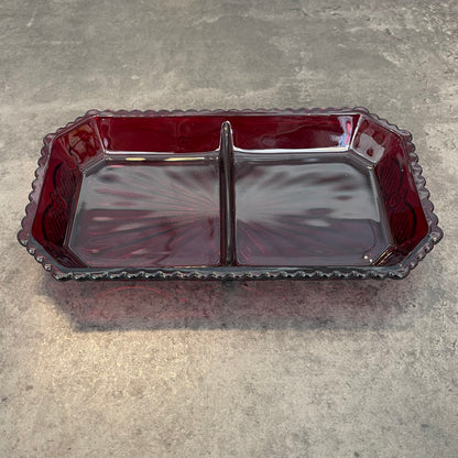 Avon Ruby Red Divided Relish Dish
