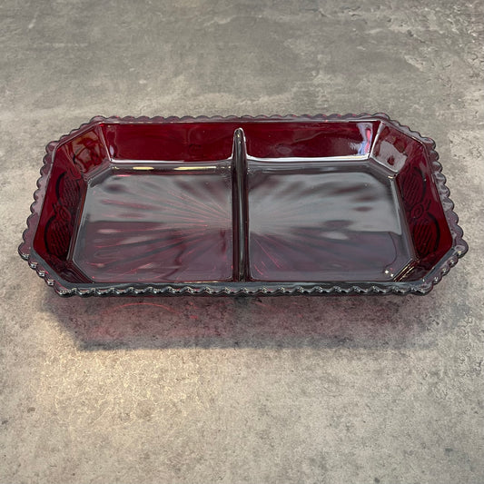 Avon Ruby Red Divided Relish Dish