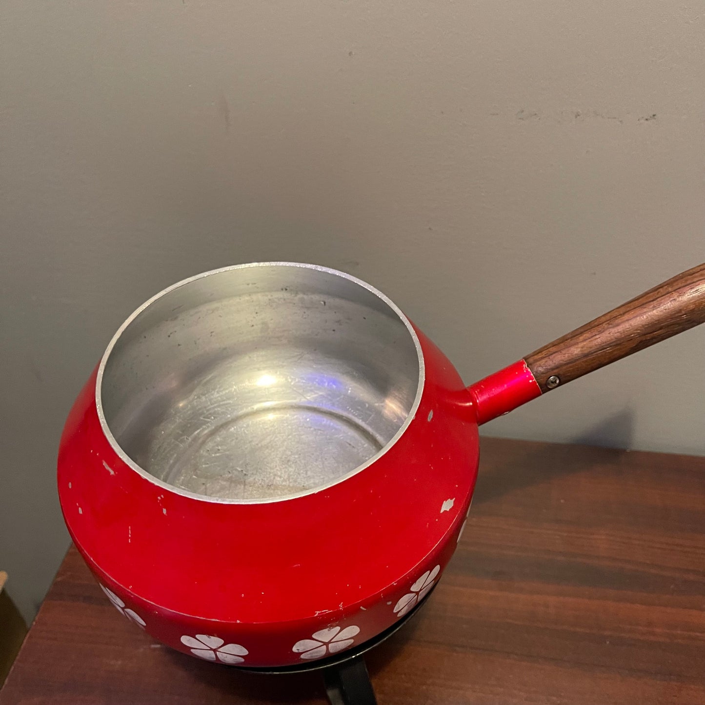 Mid Century Red Fondue Pot