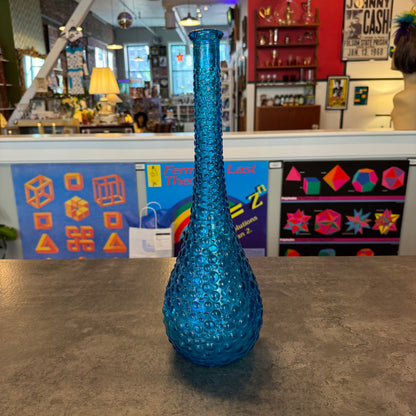 Blue Empoli Glass Bubble Genie Bottle Vase