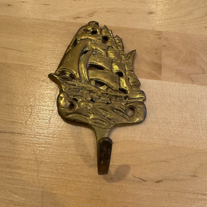 Brass Clipper Ship Wall Hook