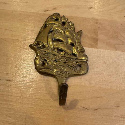 Brass Clipper Ship Wall Hook