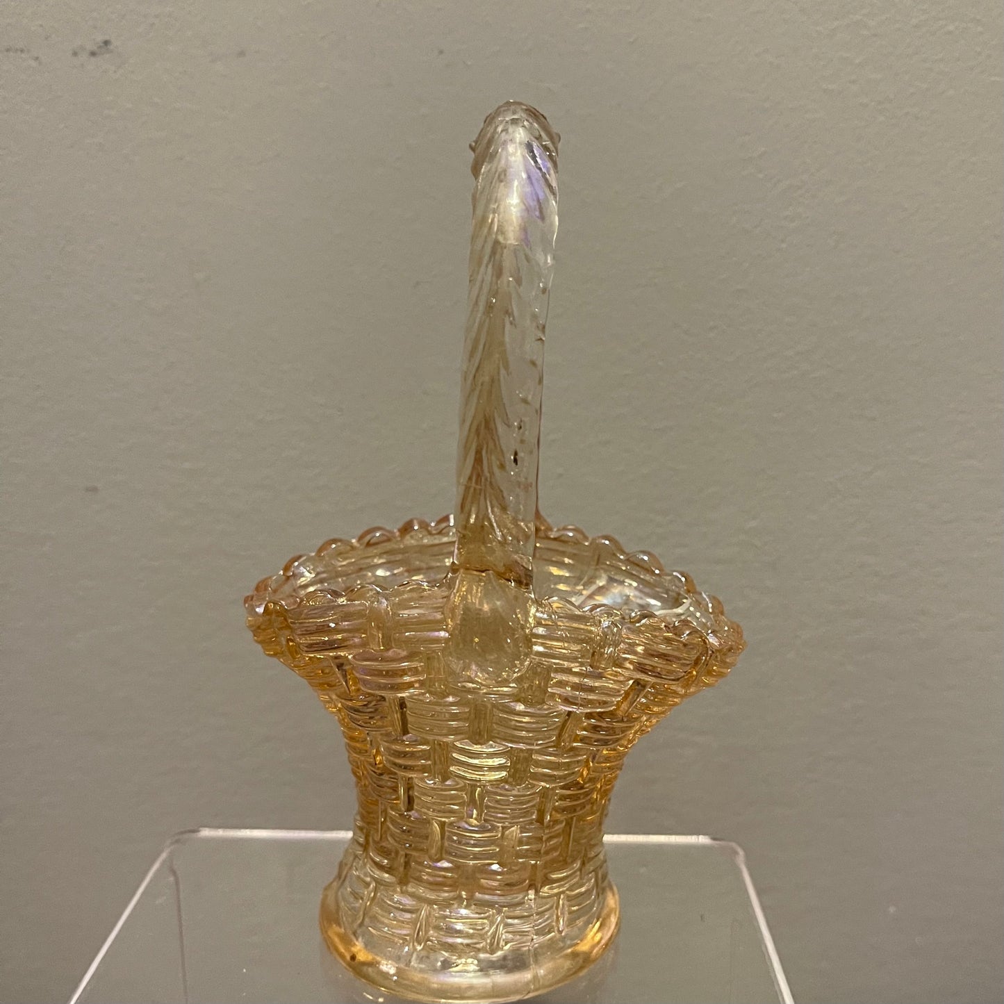 Marigold Carnival Glass Basket