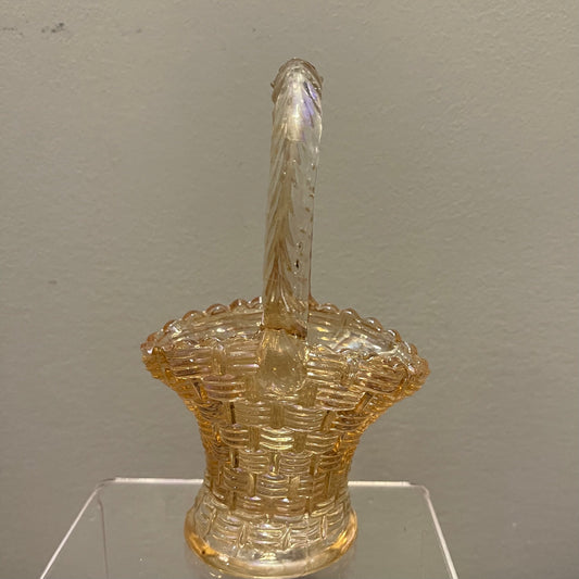 Marigold Carnival Glass Basket