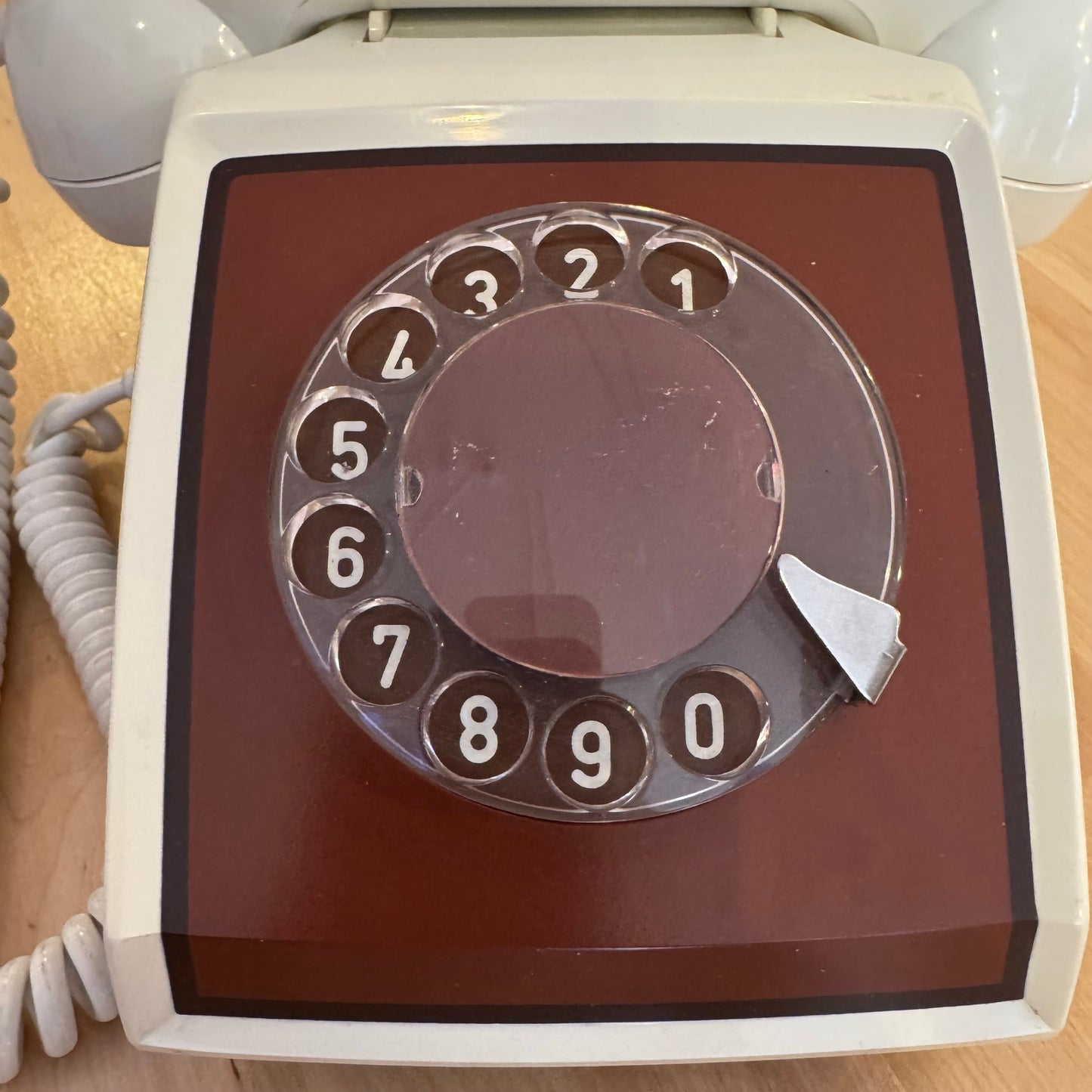 ITT PC1300 Rotary Desk Phone Mod Cream & Brown Racing Stripes
