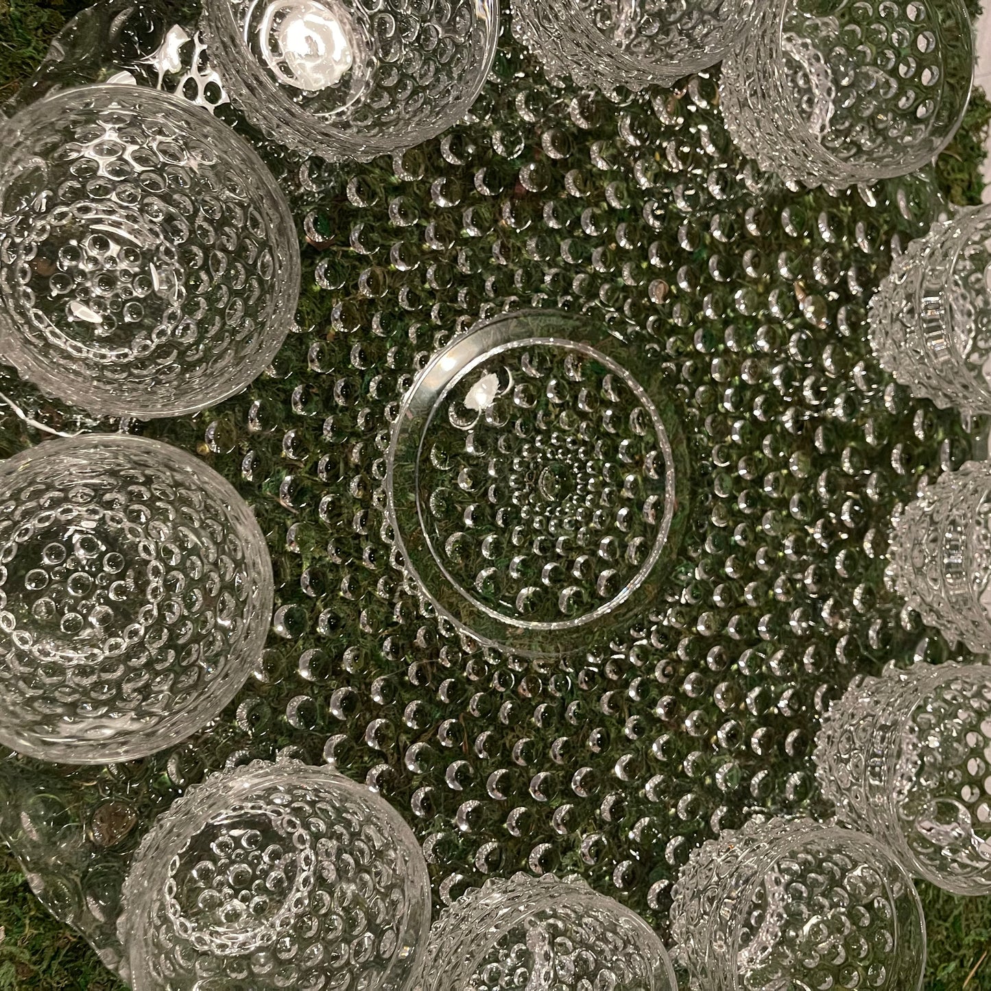 Duncan Miller Glass Hobnail Punch Set