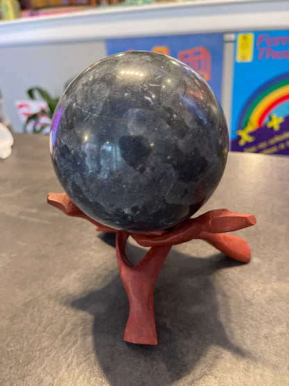 Polished Stone Sphere with Standing