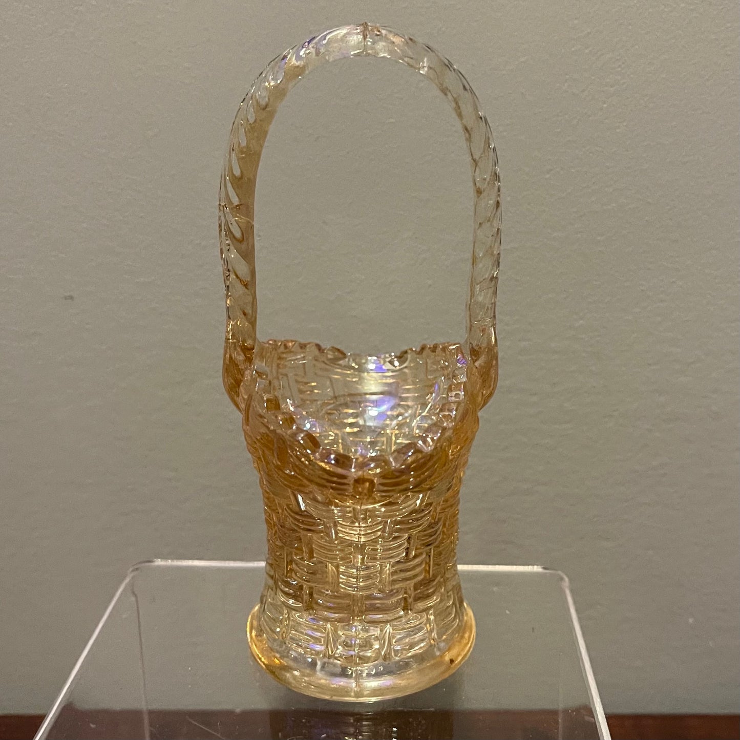 Marigold Carnival Glass Basket