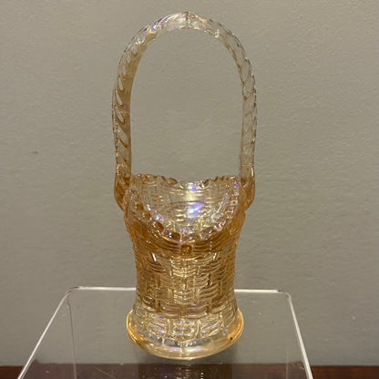 Marigold Carnival Glass Basket