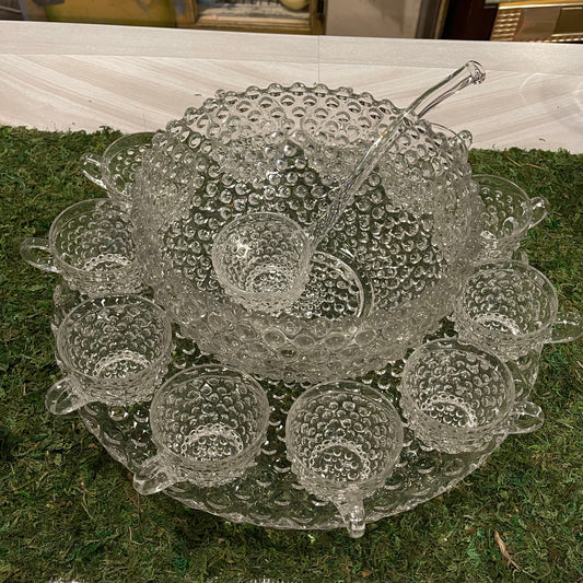 Duncan Miller Glass Hobnail Punch Set