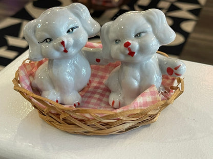 Basket of Puppies Salt and Pepper Shakers