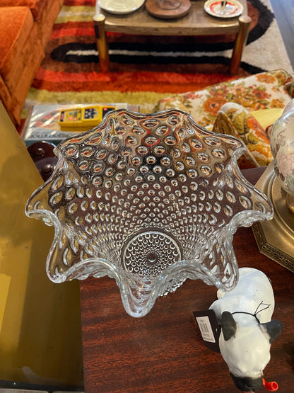 Duncan Miller Glass Hobnail Ruffle Vase