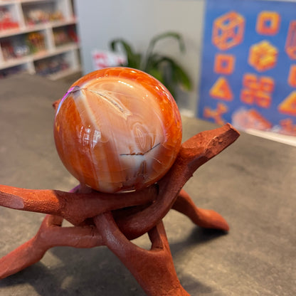 Red Carnelian Sphere with Stand