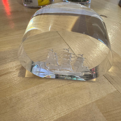 Lucite Lighthouse Art Paperweight