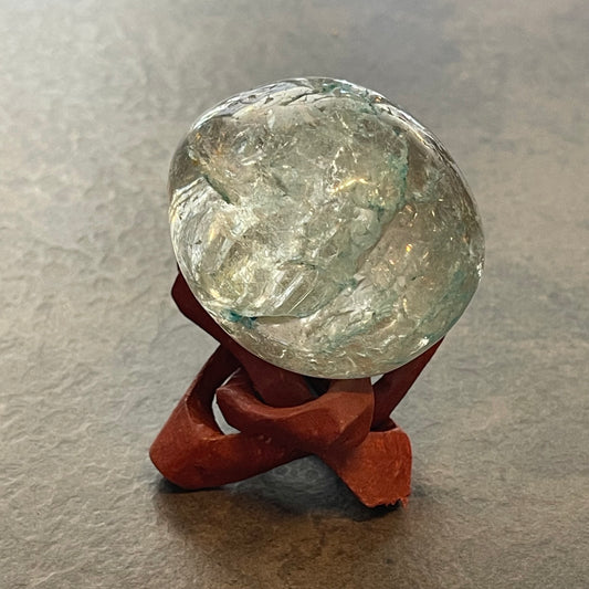 Crackle Quartz Egg with Wooden Stand