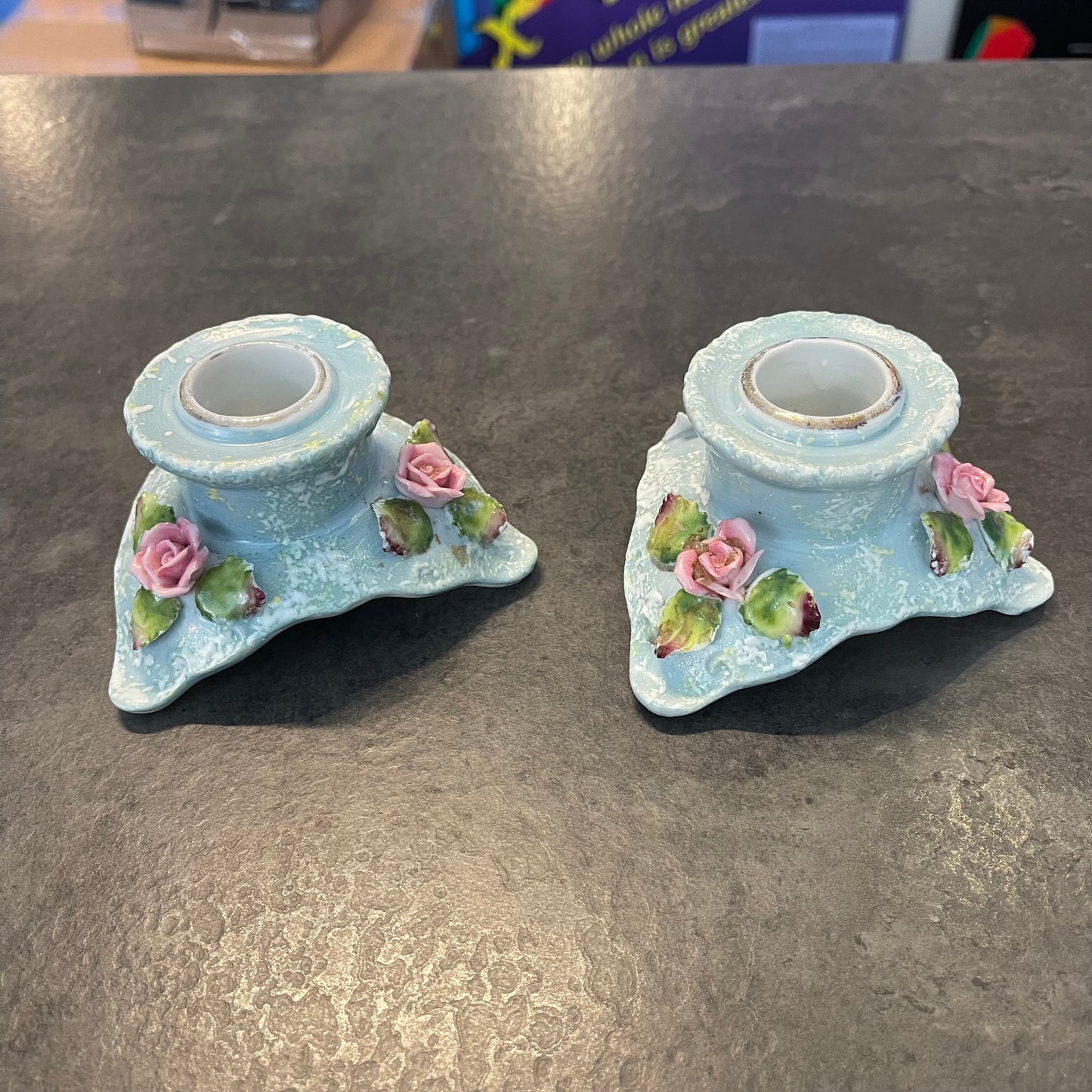 Pair of Porcelain Candlestick Holders