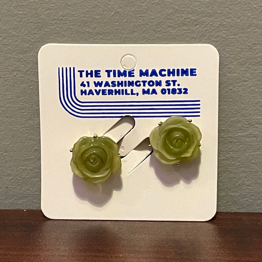 Carved Rose Clip On Earrings
