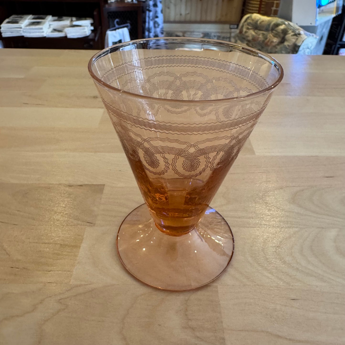 Set of 4 Vintage Pink Depression Glass Champagne Coupes / Sherbet Glasses