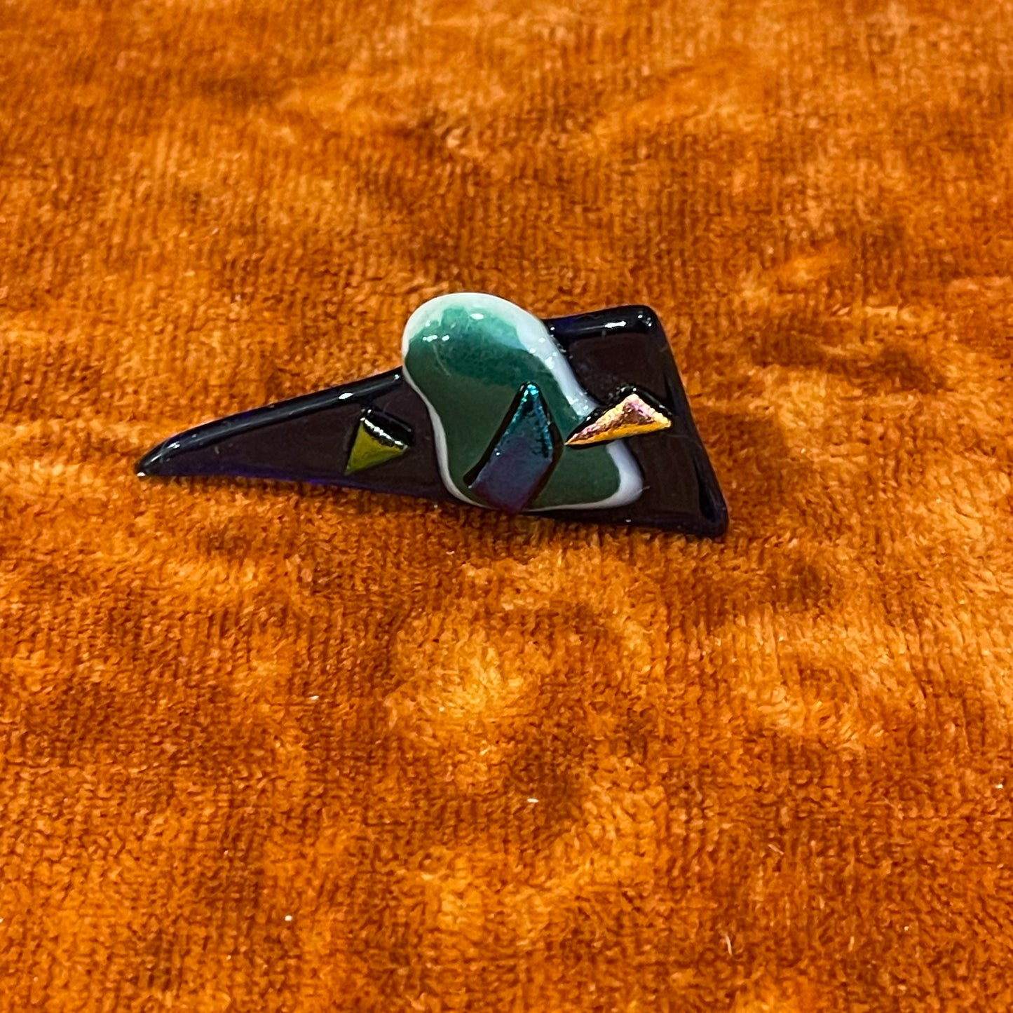 Blue Art Glass Brooch