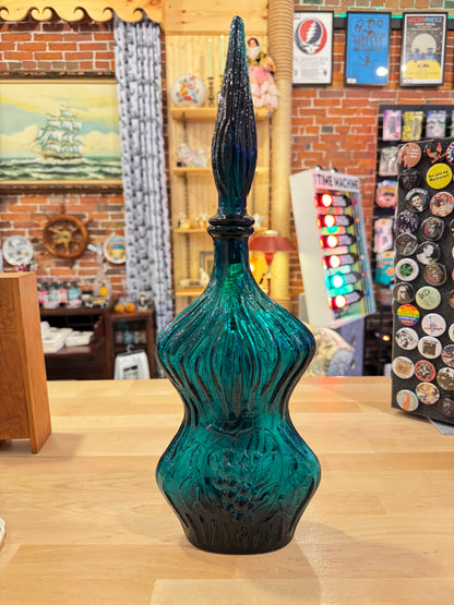 Blue Empoli Genie Bottle Grapes Motif w/Stopper