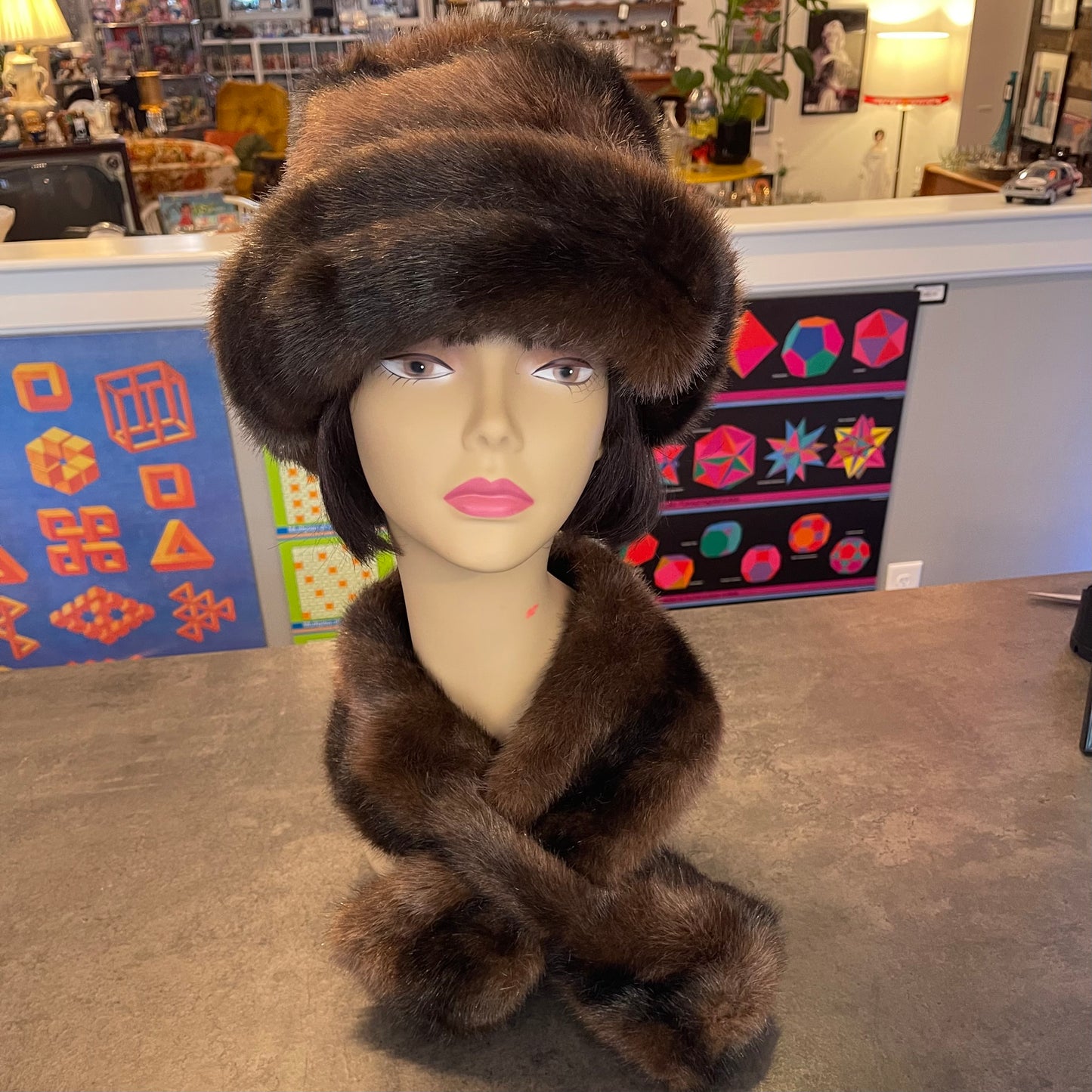 Faux Fur Hat and Scarf Set