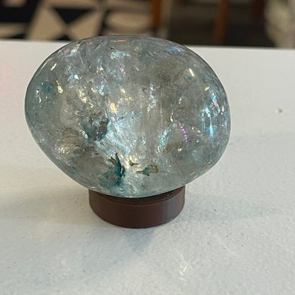 Crackle Quartz Egg with Wooden Stand