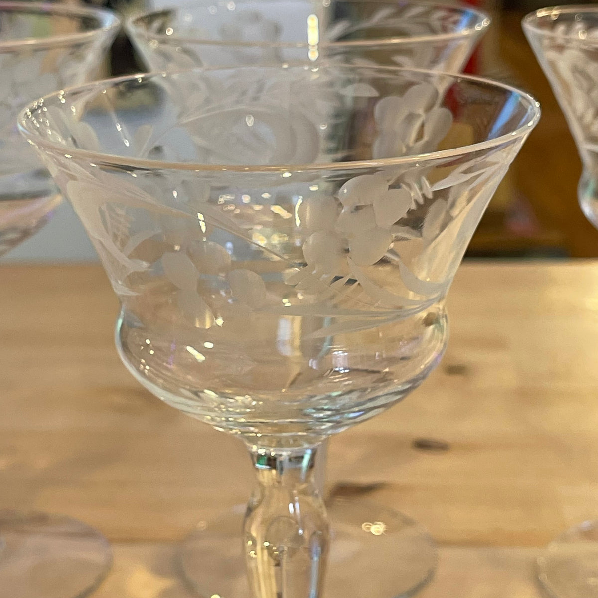 Set of 6 Etched Coupe Glasses
