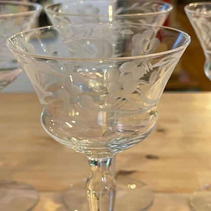 Set of 6 Etched Coupe Glasses