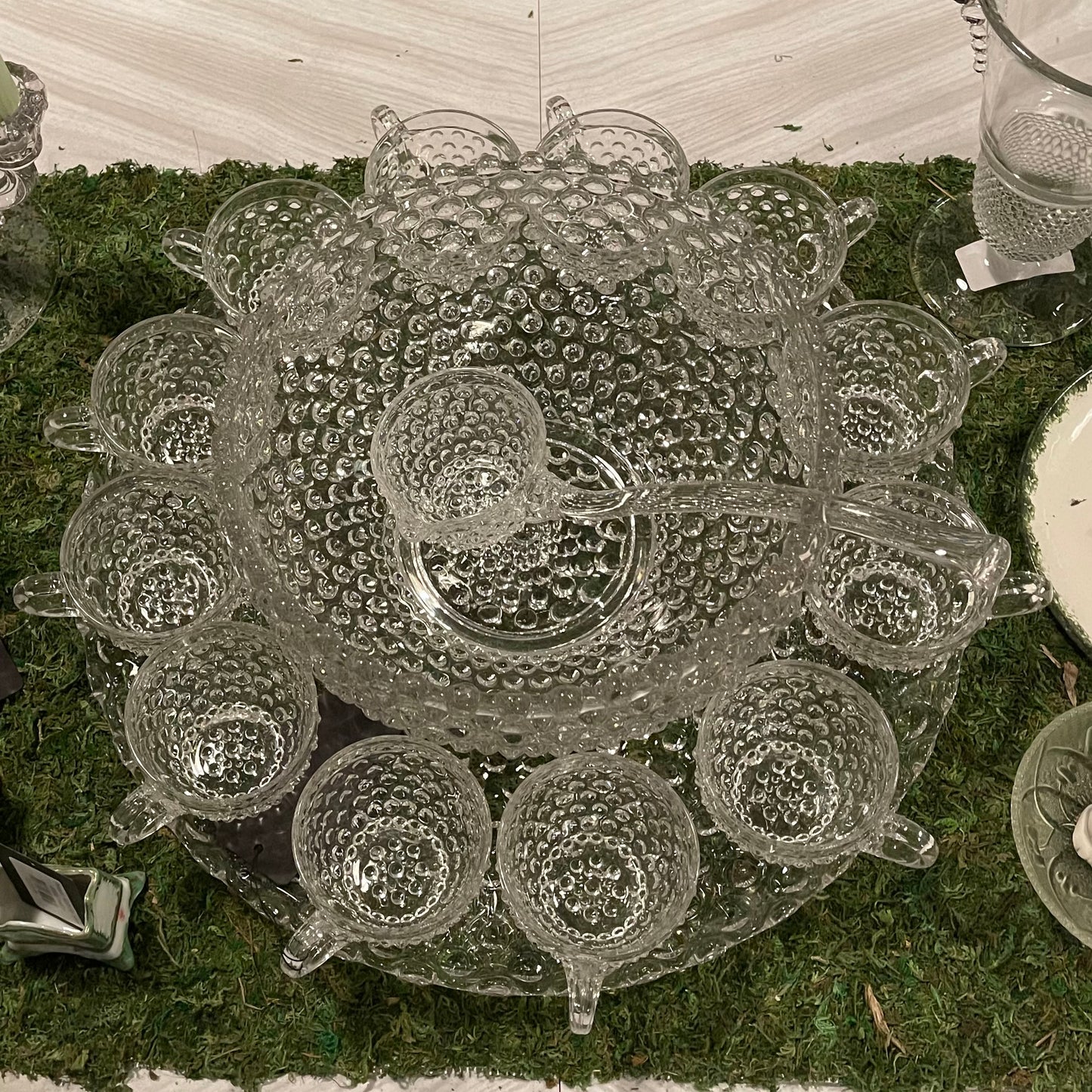 Duncan Miller Glass Hobnail Punch Set