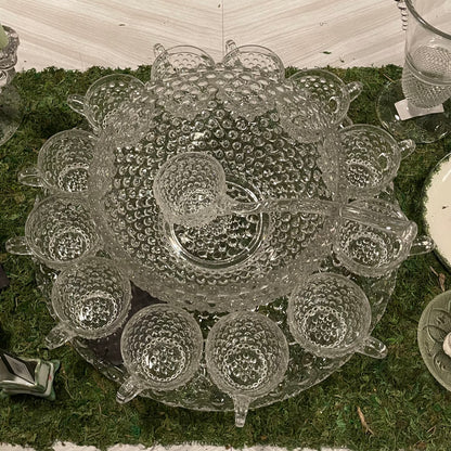 Duncan Miller Glass Hobnail Punch Set