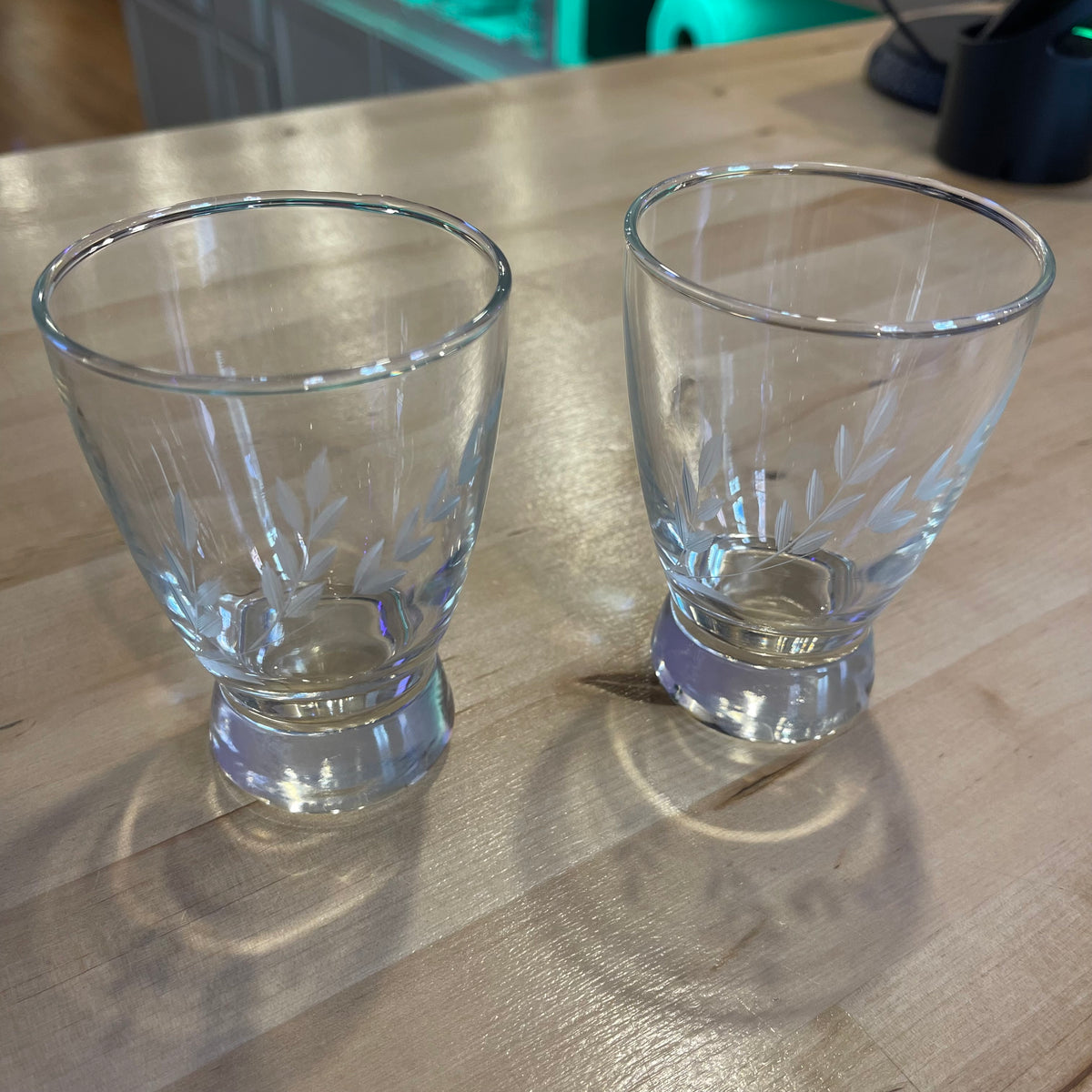 Set of 2 Etched Juice Glasses