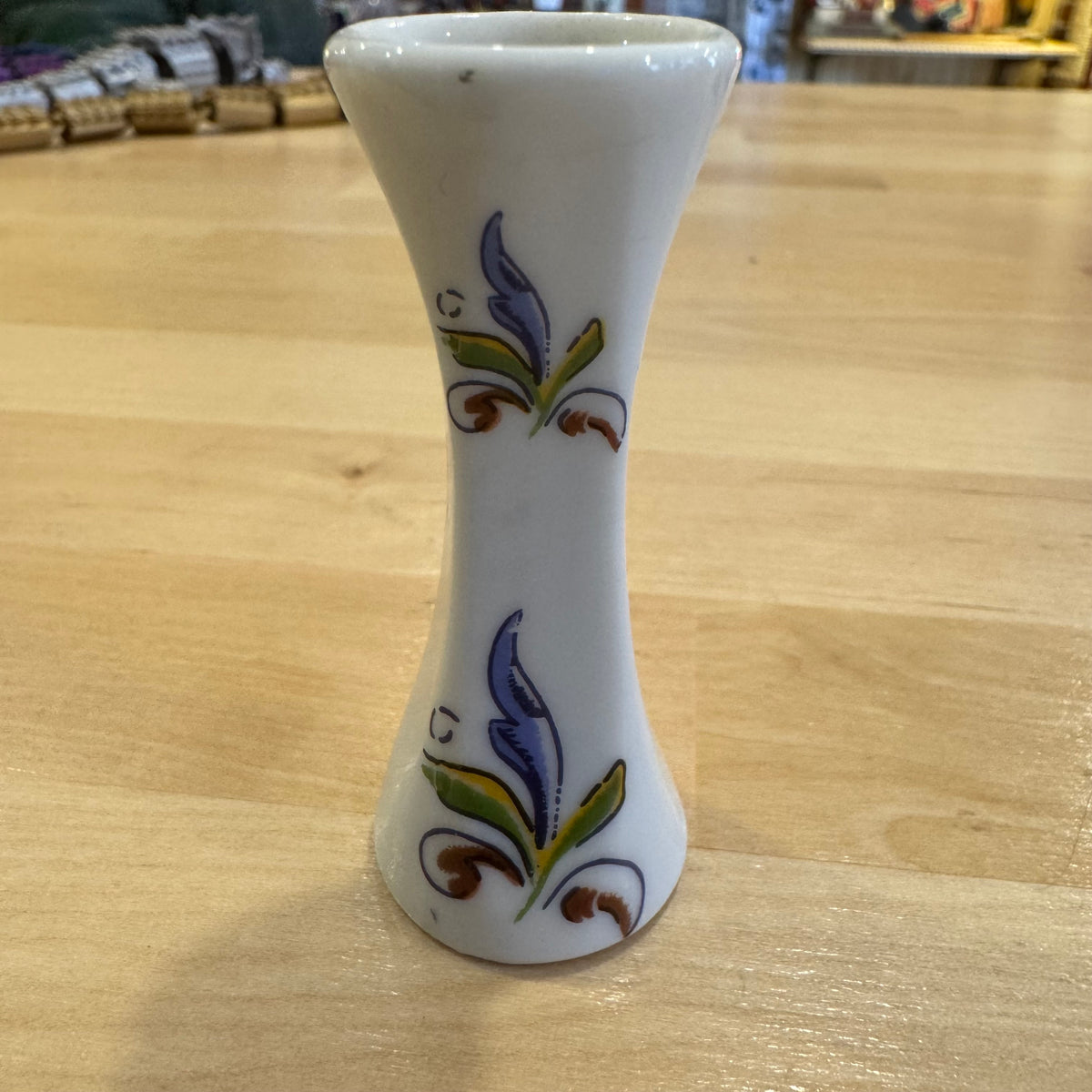 Glazed Ceramic Vase with Leaves