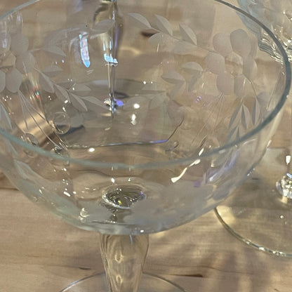 Set of 6 Etched Champagne Glasses