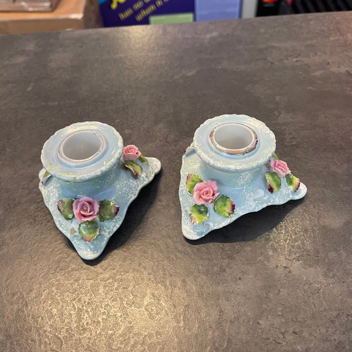 Pair of Porcelain Candlestick Holders