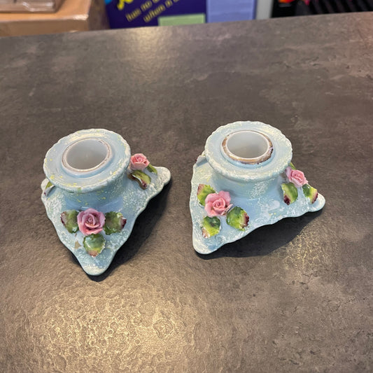 Pair of Porcelain Candlestick Holders
