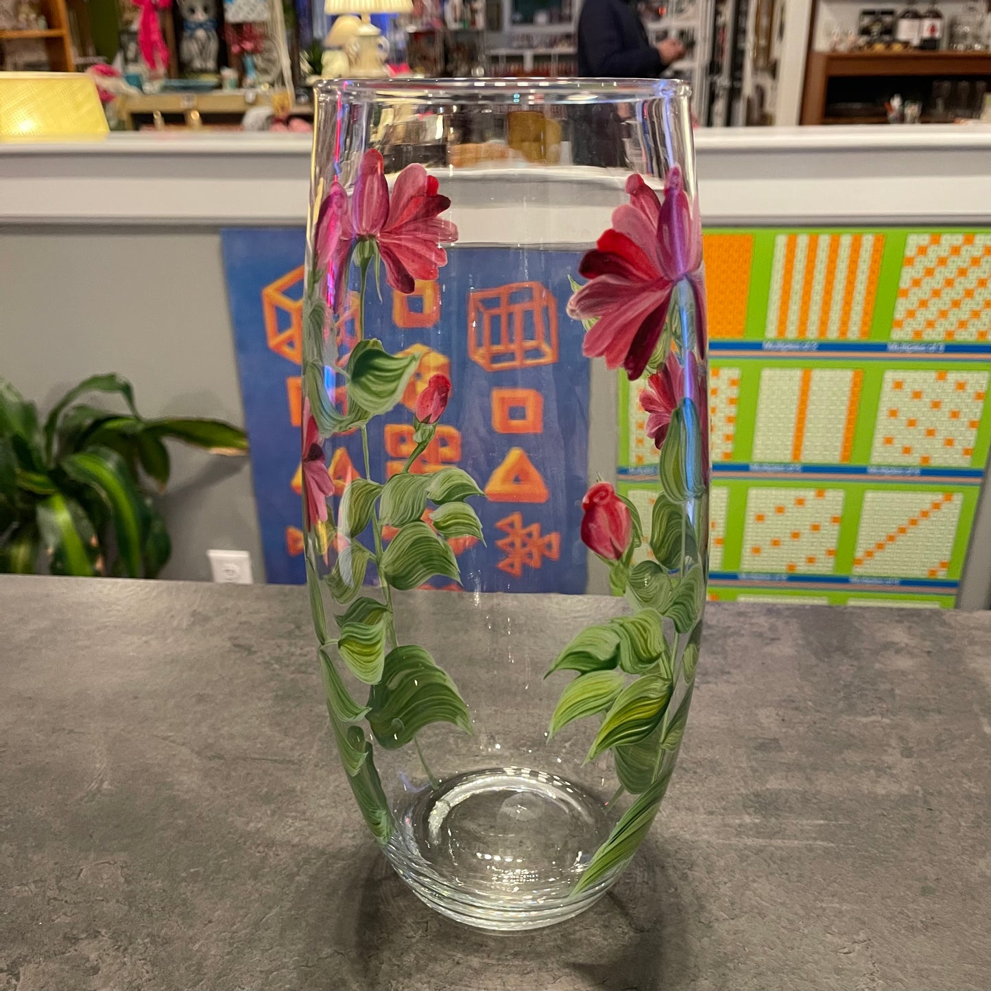 Hand Painted Glass Vase