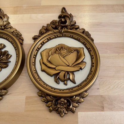 Set of 4 Syrocco Gold Floral Hollywood Regency Wall Art