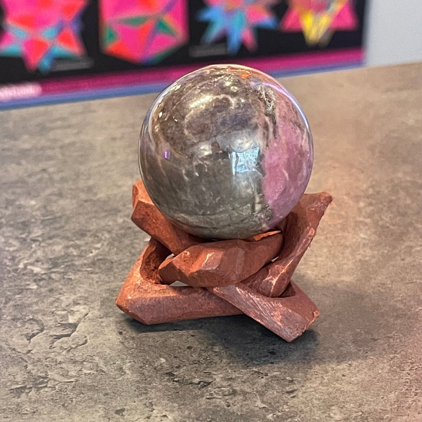 Crystal Spheres on Wooden Stands