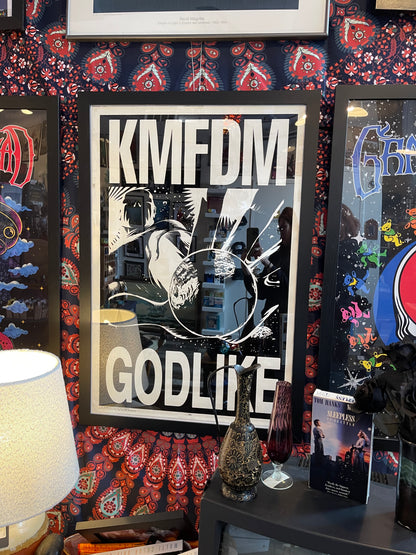 Vintage Framed KMFDM Godlife Blacklight Poster