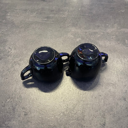 L.E. Smith Black Amethyst Creamer and Open Sugar Bowl Set