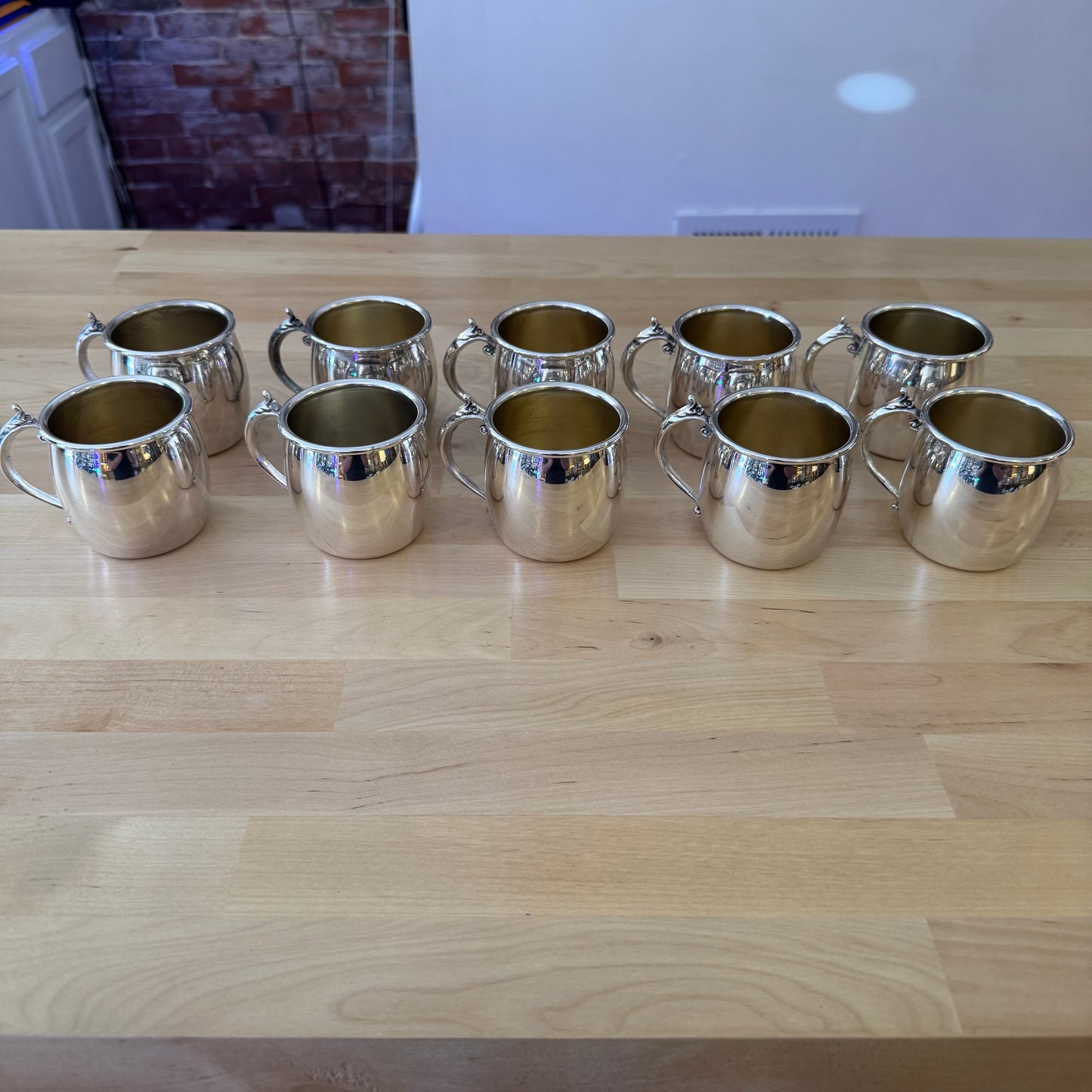 Set of 10 Towle Silver Plated Handled Mugs