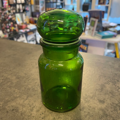 7” Green Bubble Top Apothecary Jar